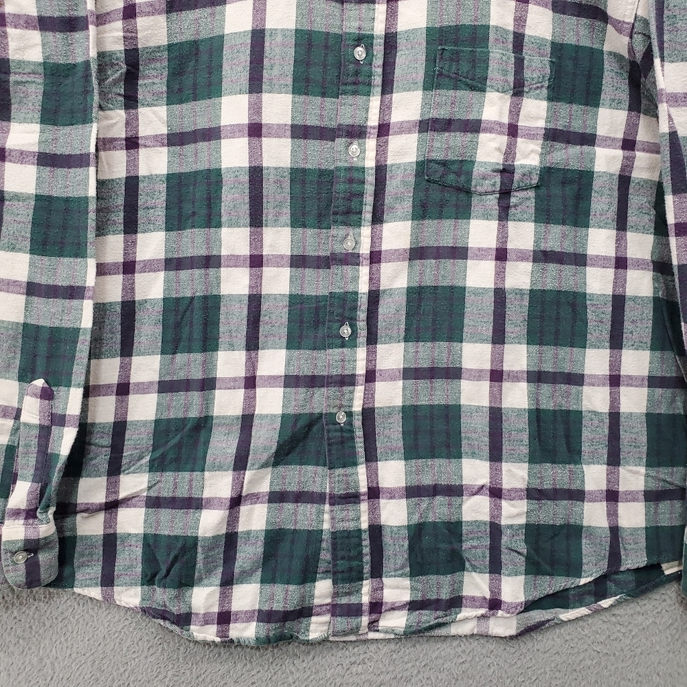L.L. Bean Green and Purple Plaid XXL Button Down Shirt - Picture 5 of 10